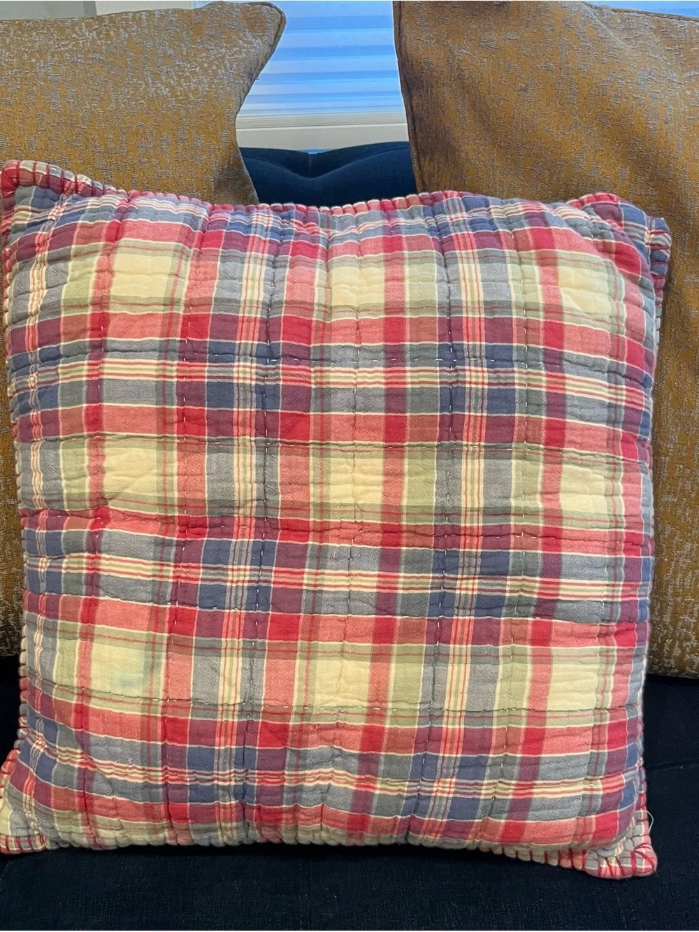 Chaps Ralph Lauren Pillow Patchwork Decorative Throw 17 x 17